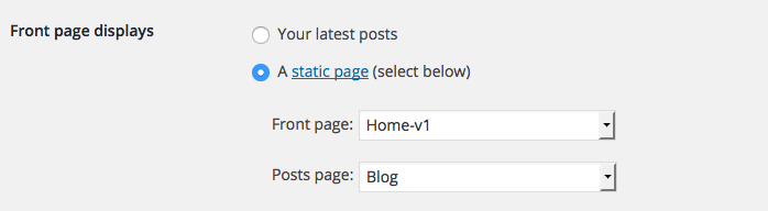 Wordpress blog Reading Settings