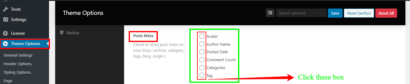 Disable/enable the Posts Meta of WordPress WooCommerce theme