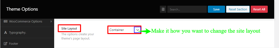 Changing the site layout Of WordPress Shoper Pro theme