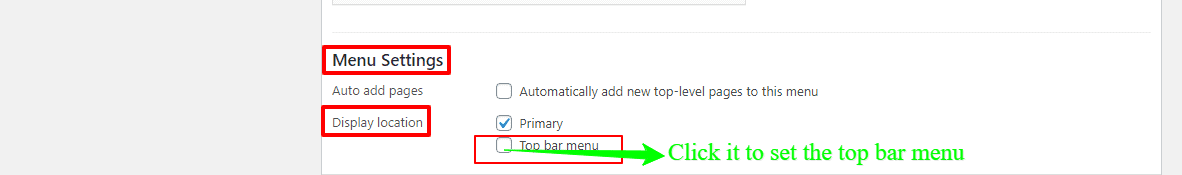 WordPress store theme's top bar menu